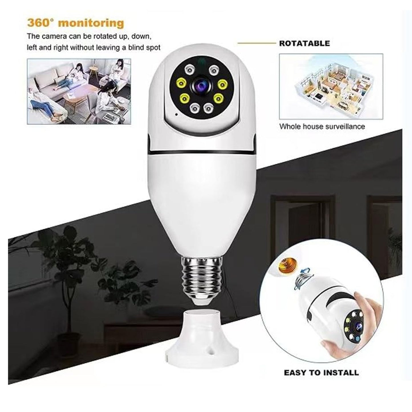V380 Pro Fisheye 360 Degree Panoramic Wireless Wifi Ip Cctv Security Camera (Pack Of 1) Wukusy