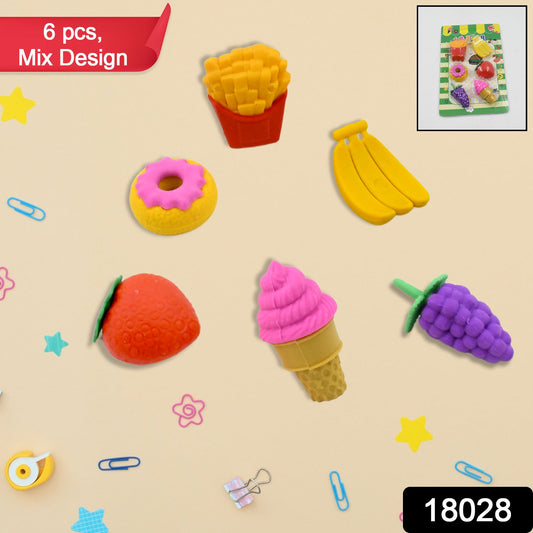 18028 3d Food Fancy  Stylish Colorful Erasers Mini Eraser Creative Cute Novelty Eraser For Children Different Designs Eraser Set For Return Gift Birthday Party School Prize (1 Set  Mix Design  Color) Wukusy