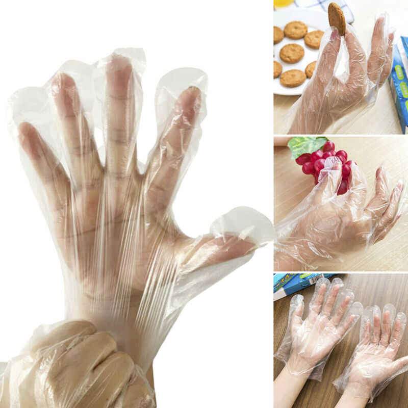 0670 Plastic Transparent Disposable Clear Gloves (White) (100pc) Wukusy