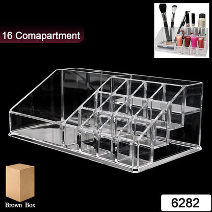 6282 16 Compartment Cosmetic Makeup Jewellery Lipstick Storage Organiser Box Cosmetic Storage Box Make-up Lipstick Organizer  Lipstick Holder Case  Transparent Wukusy