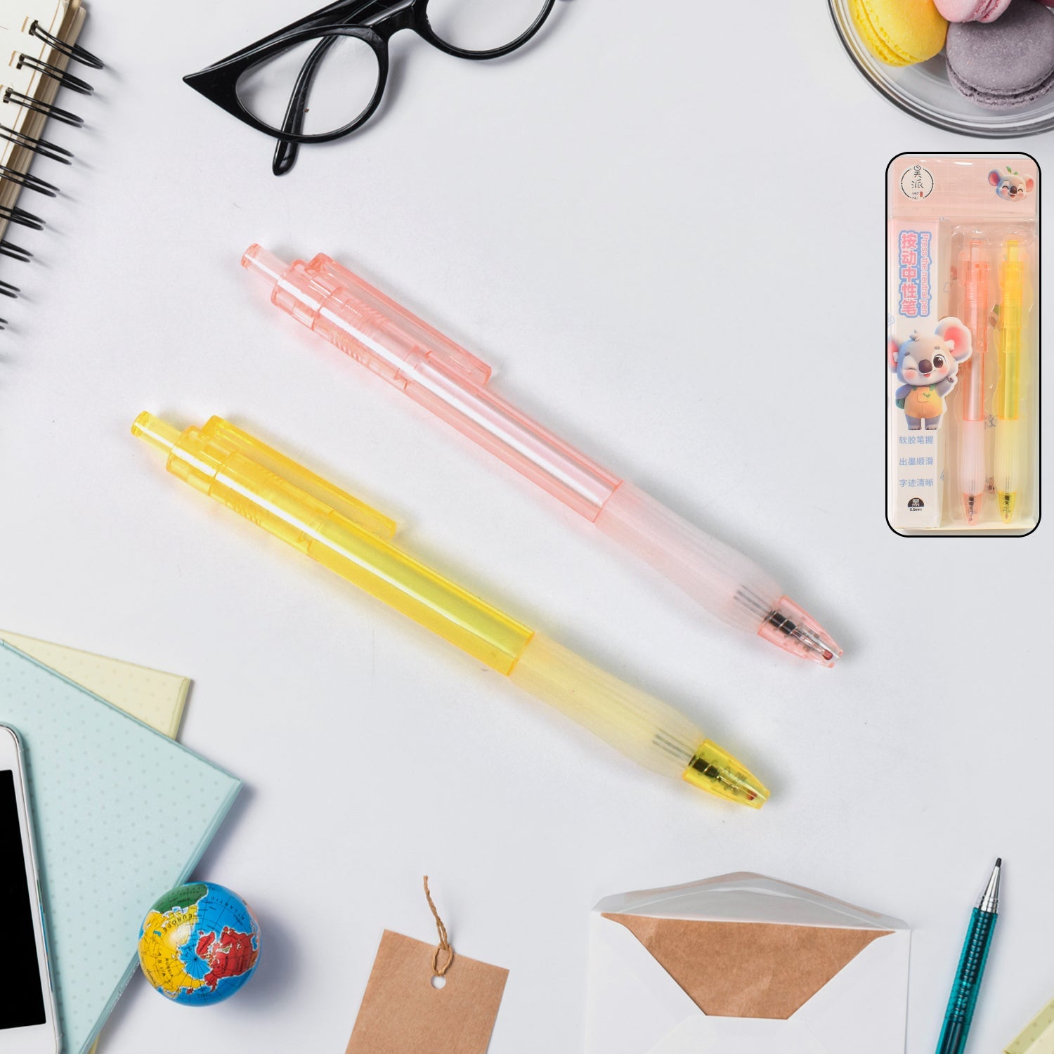 Lightweight Ball Point Pen Smooth Writing Black Ball Pens (2 Pc Set) Wukusy