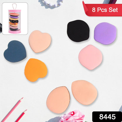 Mini Finger Makeup Powder Puff (Multicolour 8 Pcs Set) Wukusy