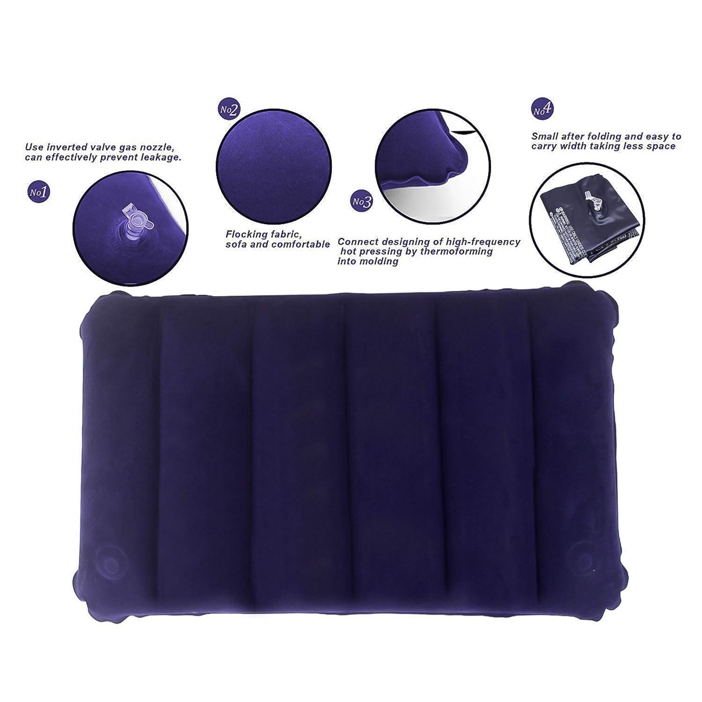 510 Velvet Air Inflatable Travel Pillow (Blue) Wukusy