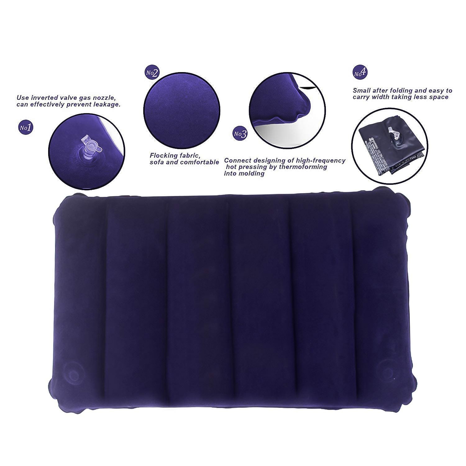 510 Velvet Air Inflatable Travel Pillow (Blue) Wukusy
