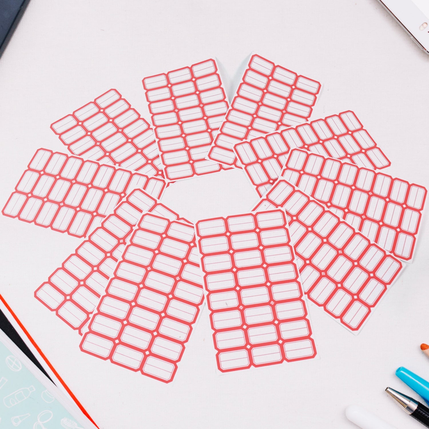 Multipurpose Blank Label Sticker Sheets Red Border Self-adhesive Writable Stickers For Bottles (50 Sheet) Wukusy