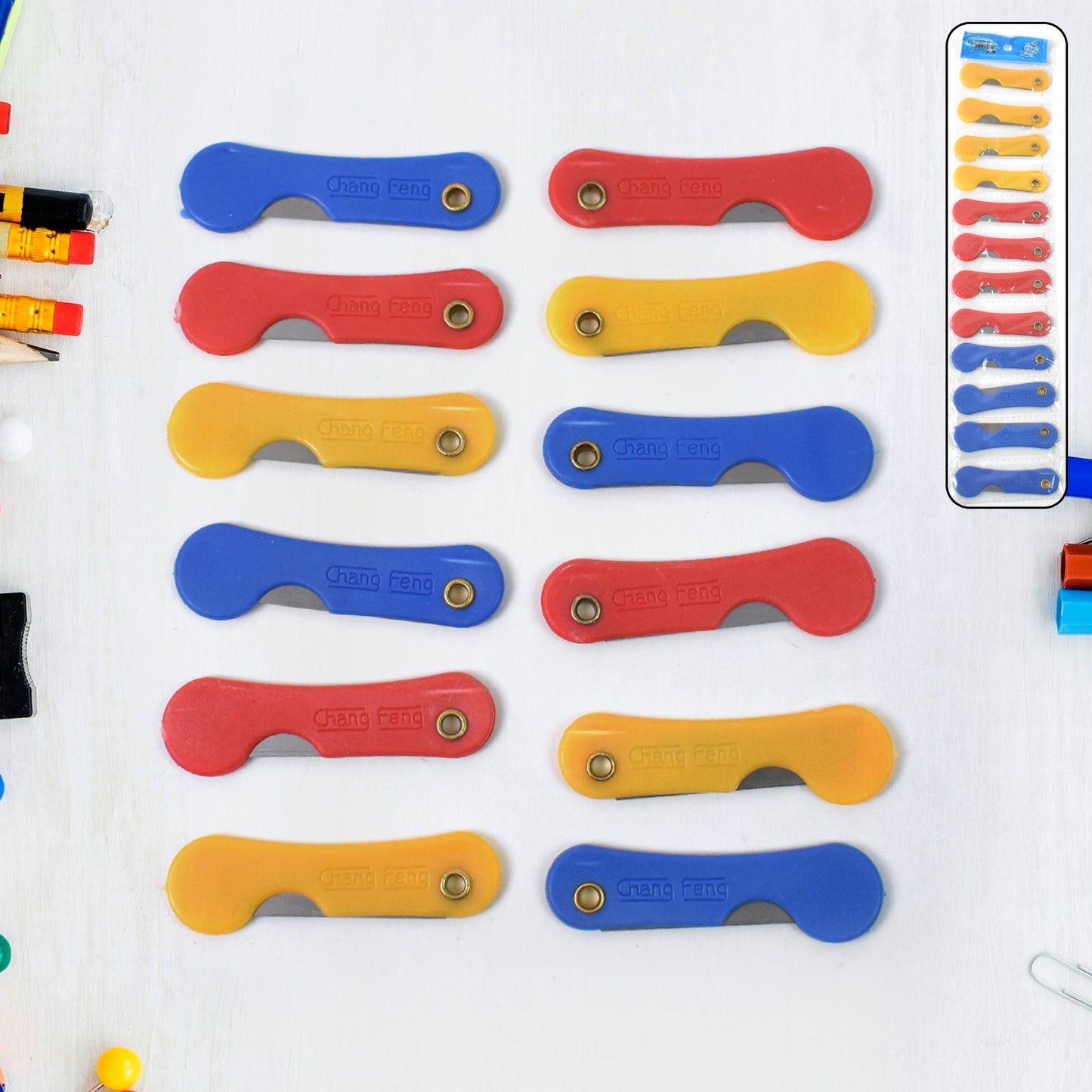 Multicolour Mini Paper Cutter Knife Pencil Knife (Pack Of 12) Wukusy