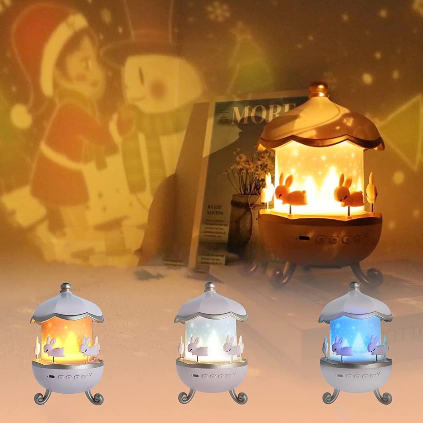 Bunnys Carousel Rotating Led Night Light Wukusy