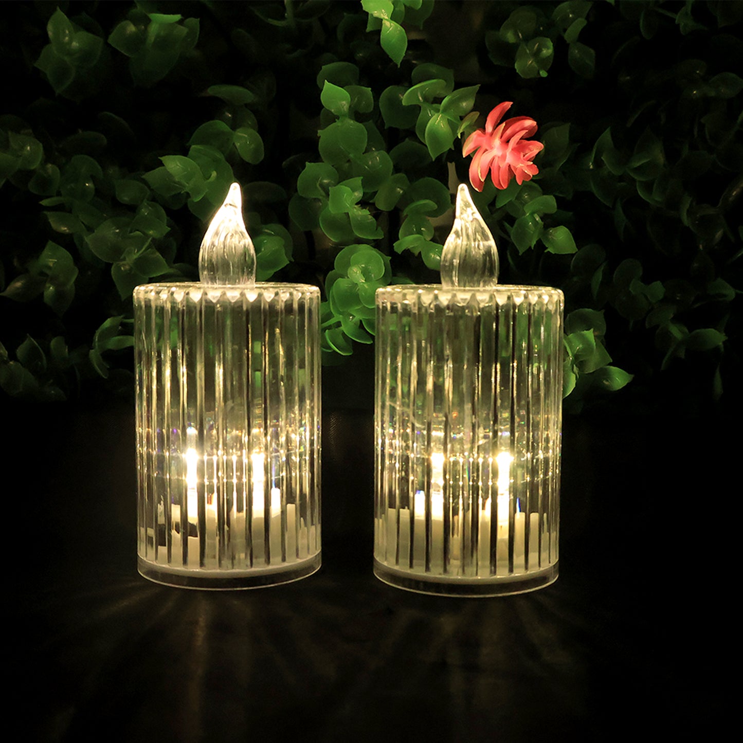 Premium Crystal Effect Led Flameless Candle Lights (8 Pc)
