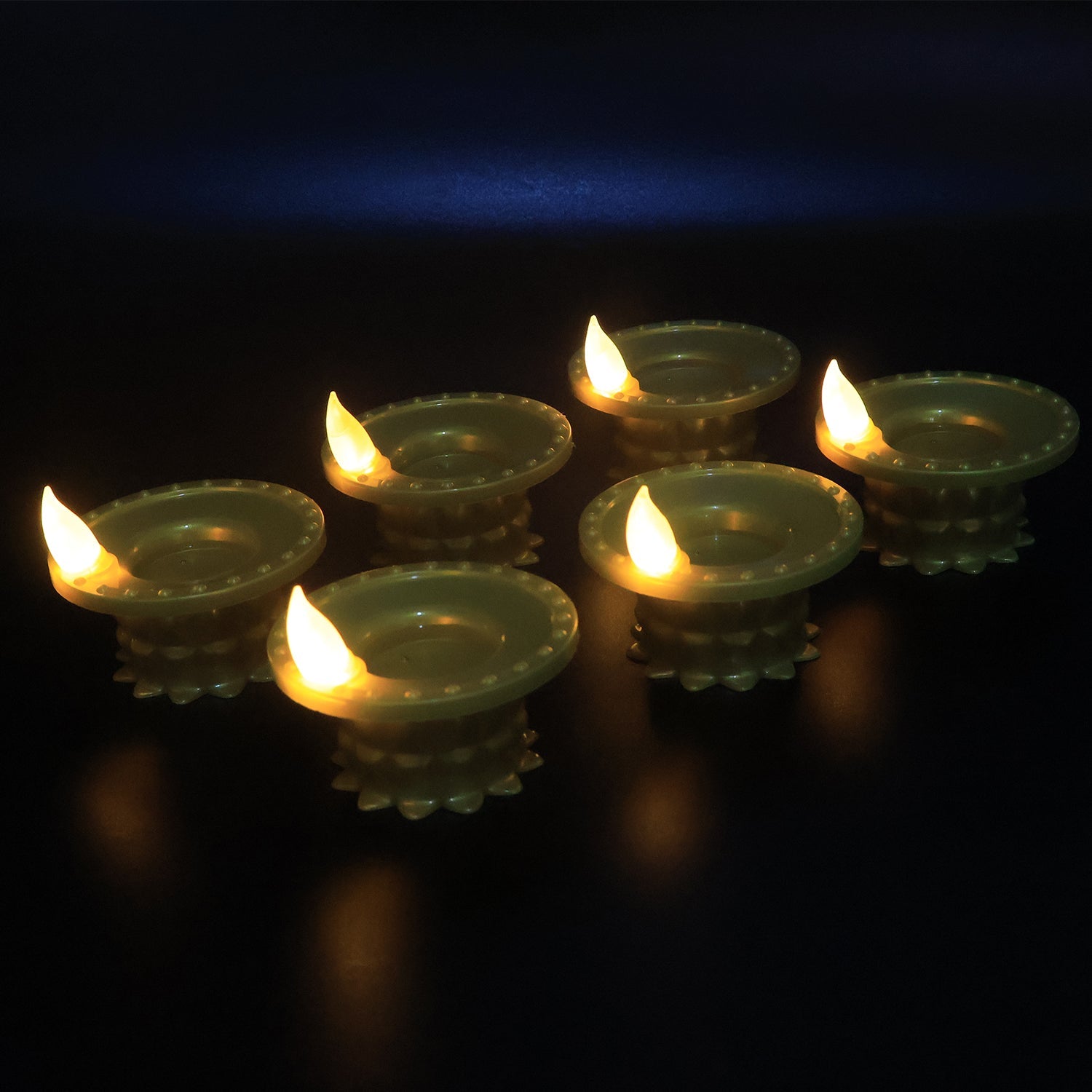 Set Of 12 Water Sensor Led Golden Diyas Wukusy