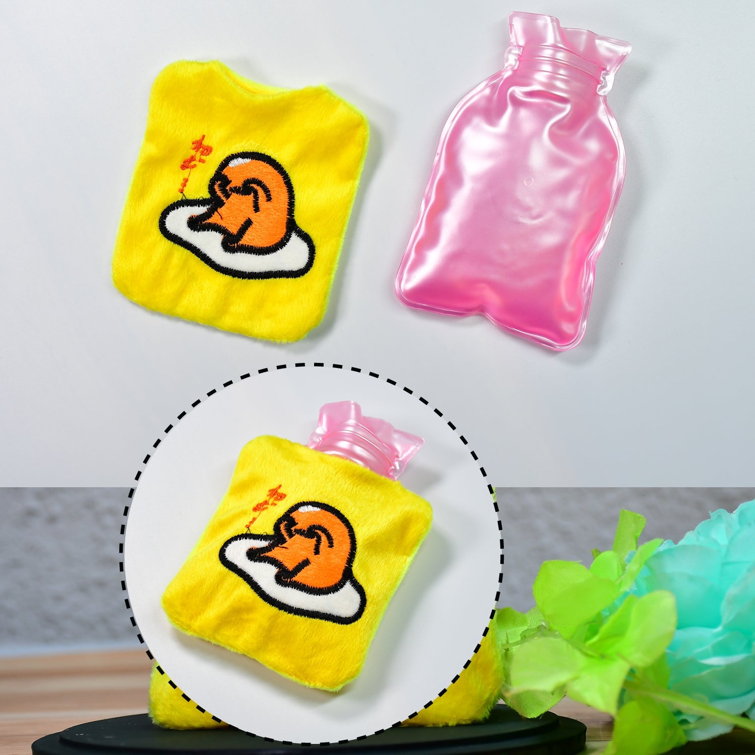 6515 Yellow Duck Head Small Hot Water Bag With Cover For Pain Relief Neck Shoulder Pain And Hand Feet Warmer Menstrual Cramps. Wukusy