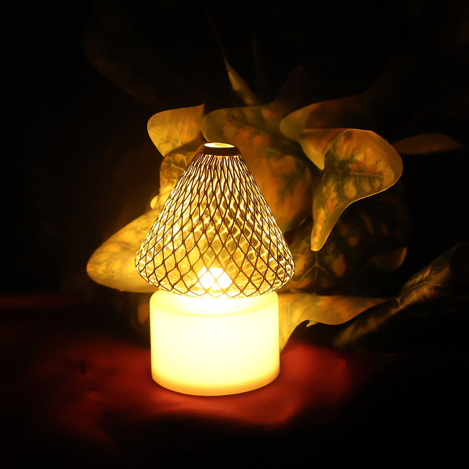 Set Of 12 Decorative Led Flameless Candle Lights With Golden Net Cover Wukusy
