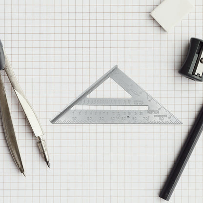 Double Side Scale Triangle Measurement Hand Tool 45 Degree Triangle Ruler Home For Industry Aluminum Alloy Rafter Square 7-inch Length Wukusy