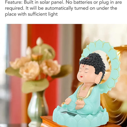 Plastic Solar Powered Moving Head Sitting Action Buddha Statue (1 Pc) Wukusy