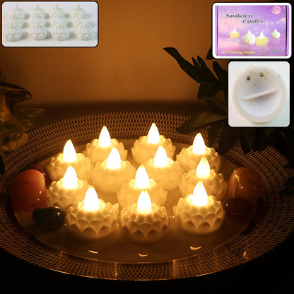 Led Floating Lotus Water Sensor Candles (12 Pc) Wukusy