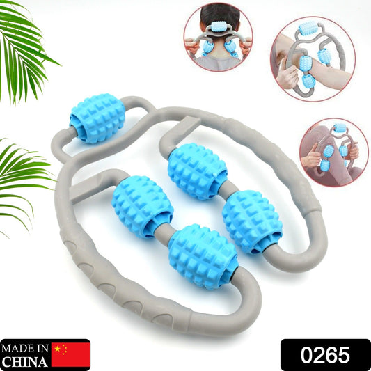 0265 Muscle Massage Roller 5 Wheels Relieve Soreness Leg Muscle Roller Fitness Roller Muscle Relaxer Massage Roller Ring Clip All Round Massaging Uniform Force Elastic Pp Drop Shaped For Home Use (1 Pc) Wukusy