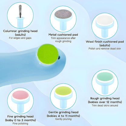 Baby Nail Trimmer  Clippers  6 Grinding Head (Multi Color  1 Pc  Battery Not Included) Wukusy