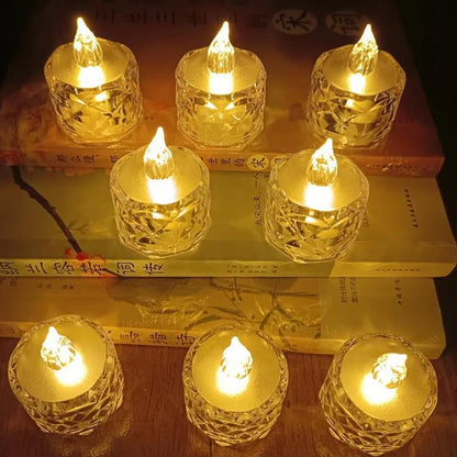 24 Pcs Flameless And Smokeless Decorative Acrylic Candles Transparent Led Tea Light Candle For Gifting House Diwali Christmas Festival Events Decor Candles Wukusy