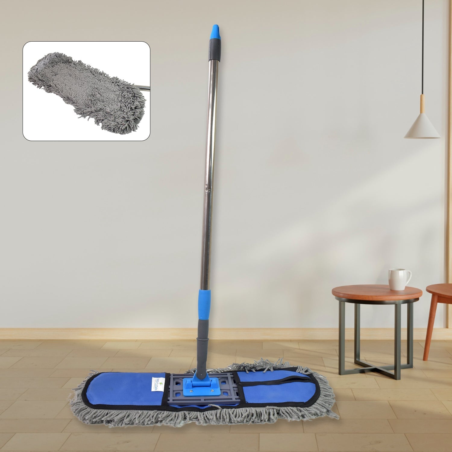 Wet And Dry Cotton Pad Floor Mop With Long Aluminium Handle (1 Pc  Large) Wukusy