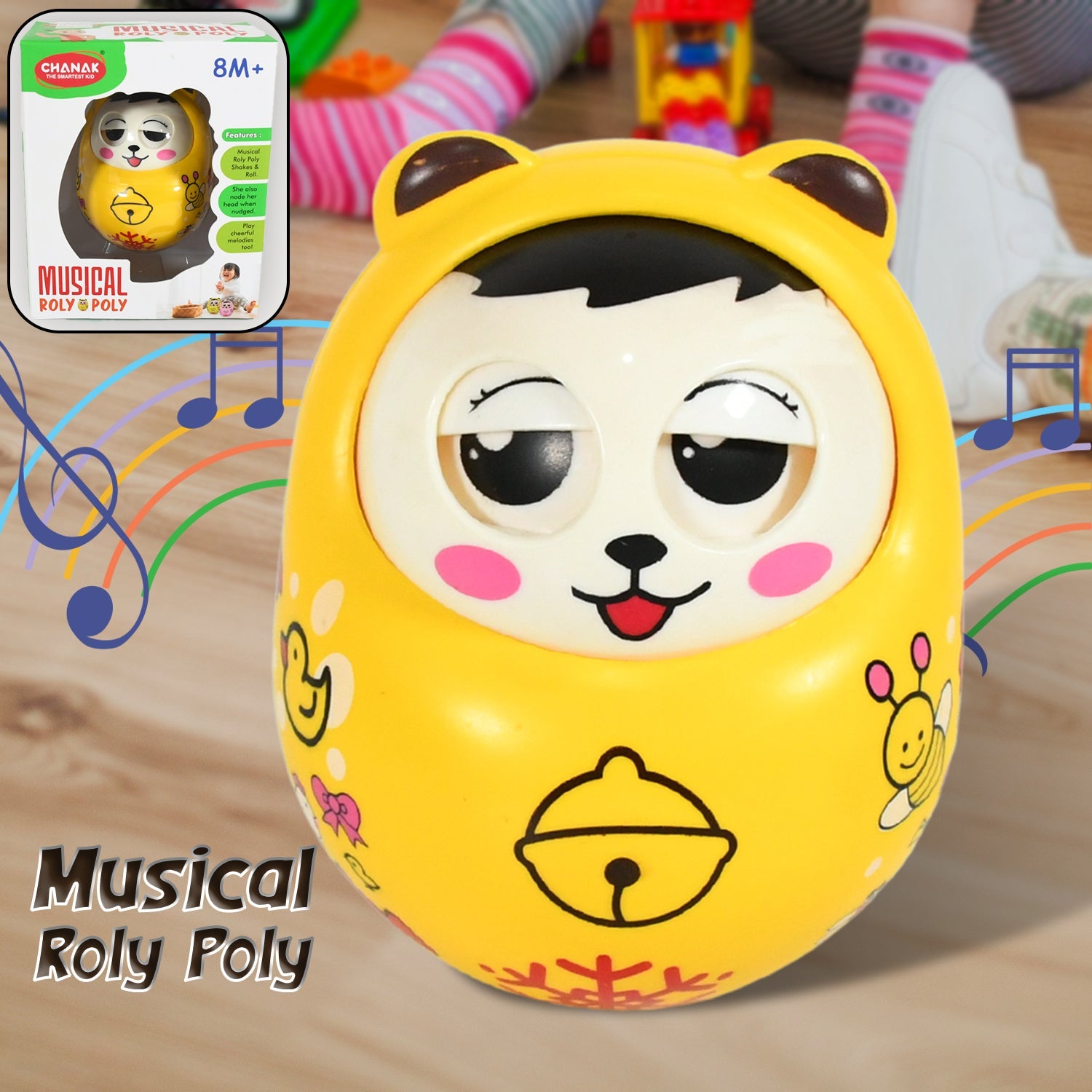 1935 Musical Roly Poly Toys For Baby  Push And Shake Wobbling Toy With Music  Tumbler Doll Toy For Babies  Sound Balancing Doll Toys For Baby Boys Girls 8+ Months Multicolor (1 Pc) Wukusy