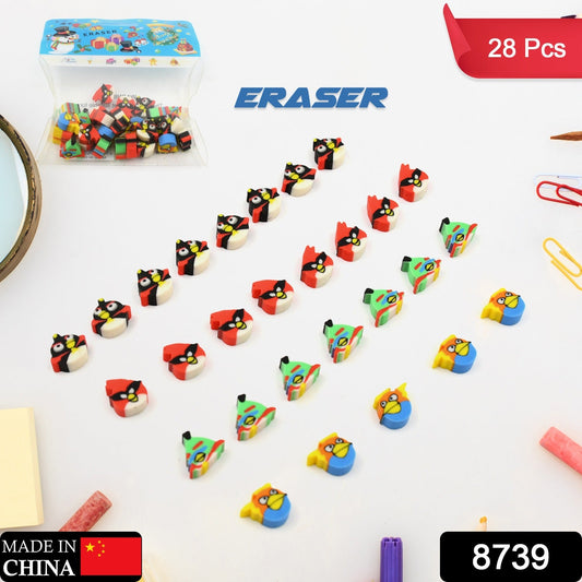 8739 Fancy  Stylish Colorful Erasers Mini Eraser Creative Cute Novelty Eraser For Children Different Designs Eraser Set For Return Gift Birthday Party School Prize (28 Pcs In 1 Packet) Wukusy
