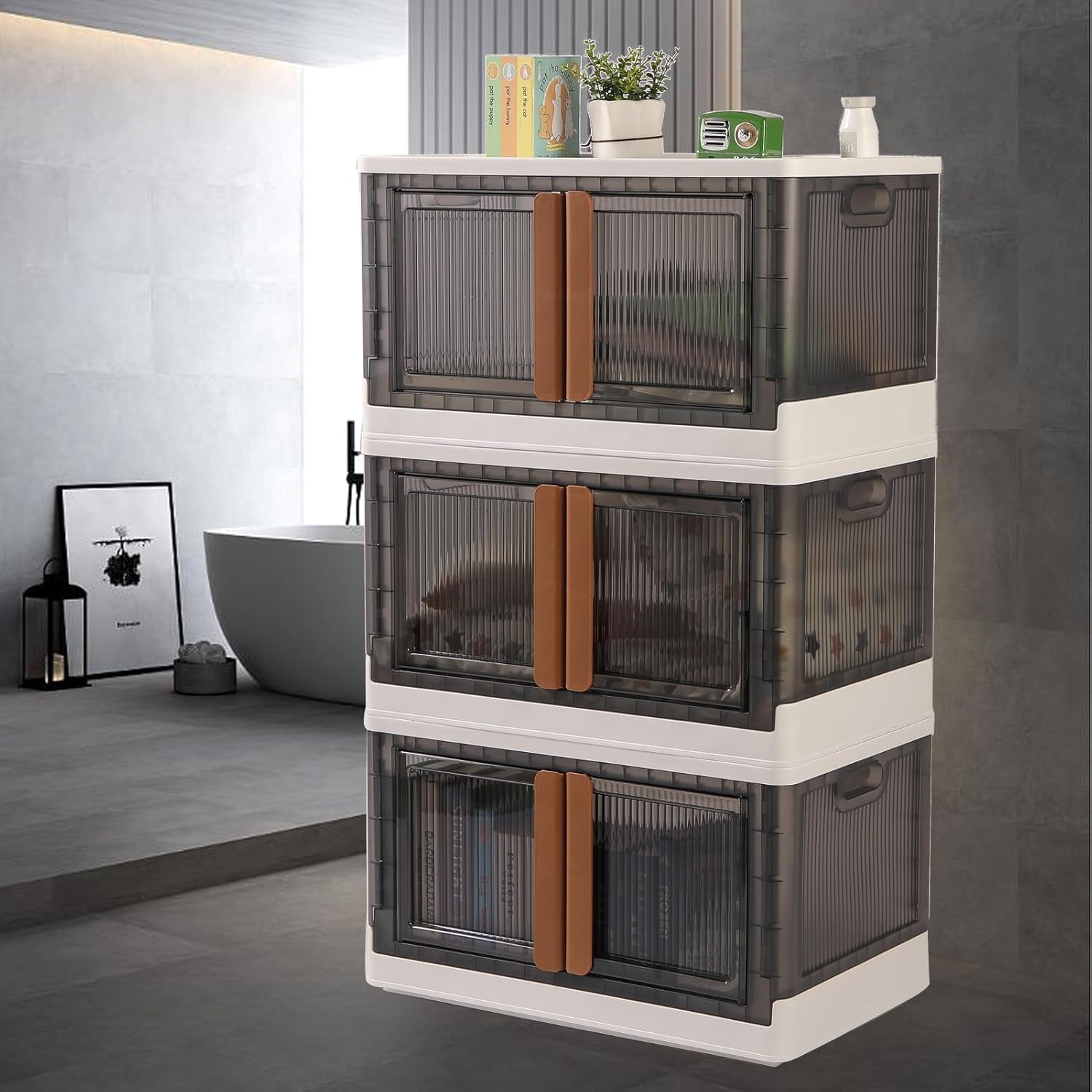 Plastic Folding Wardrobe Storage Organizer (3 Layer  1 Pc) Wukusy