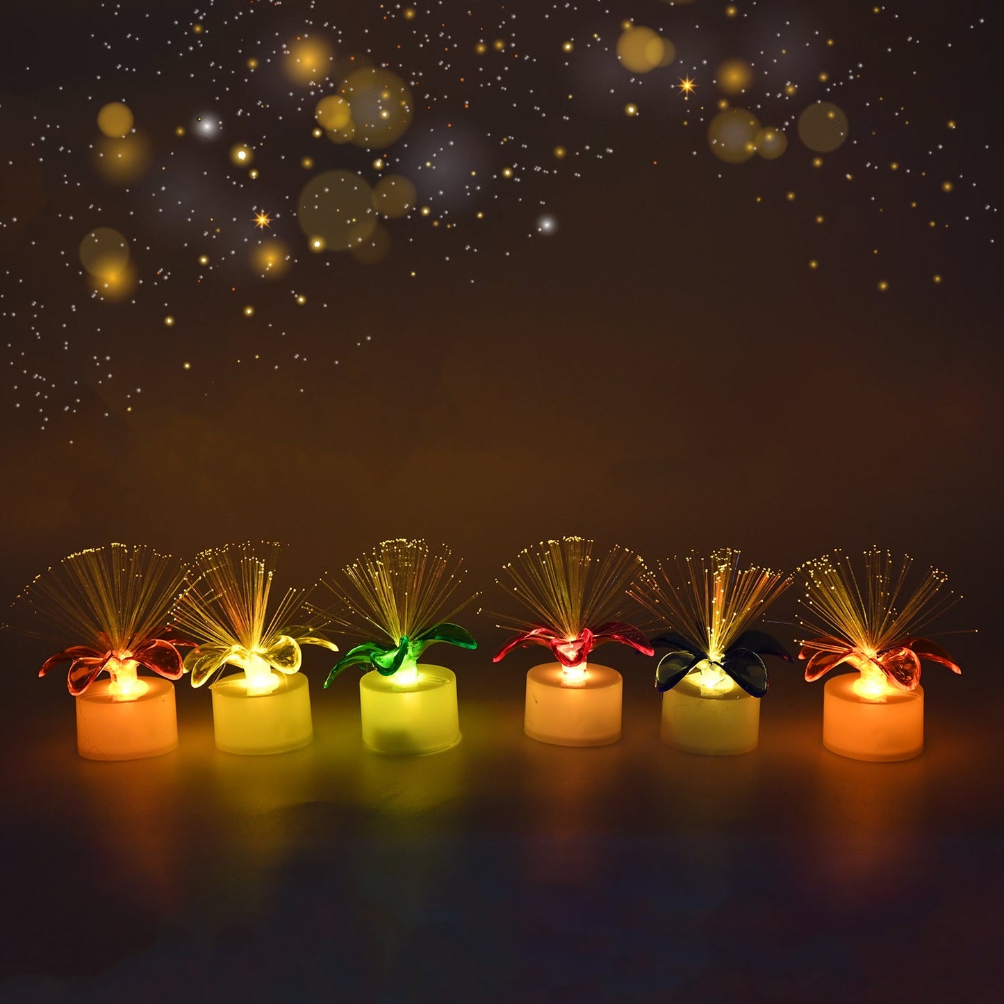 6237 Fiber Optic Light Mini Color Change Led Table Centerpieces  Light Up Candle - Pack Of 12 Wukusy