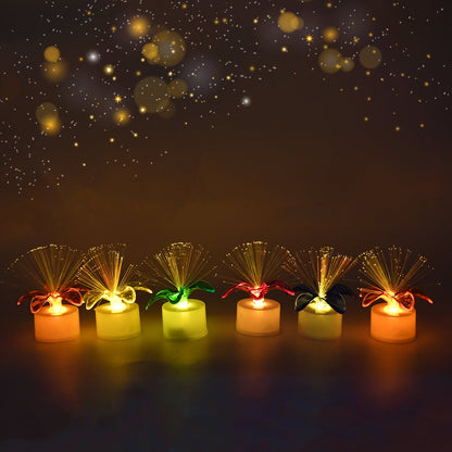 6237 Fiber Optic Light Mini Color Change Led Table Centerpieces  Light Up Candle - Pack Of 12 Wukusy