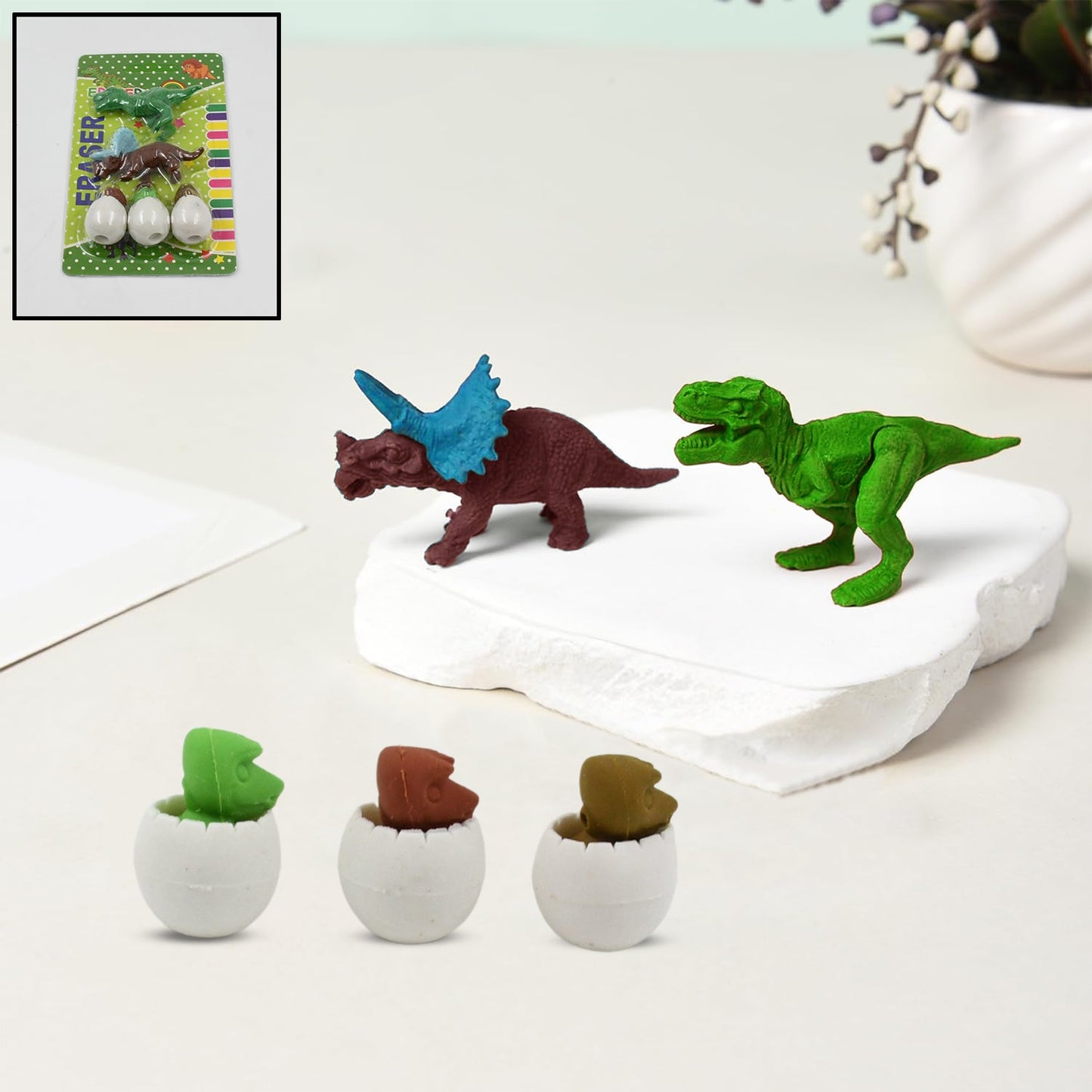 18030 Dinosaur Shaped Erasers  Egg Shape Eraser For Kids Dinosaur Erasers Puzzle 3d Eraser Mini Eraser Dinosaur Toys Desk Pets For Students Classroom Prizes Class Rewards Party Favors (5 Pcs Set) Wukusy