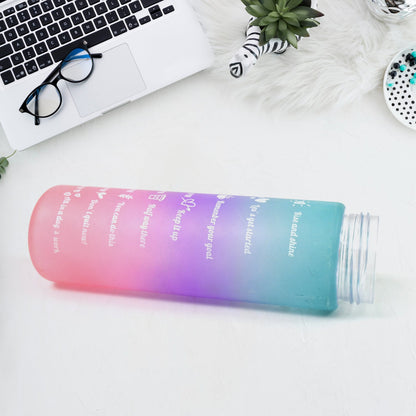 Plastic Colorful Motivational Water Bottle With Straw (900 Ml) Wukusy