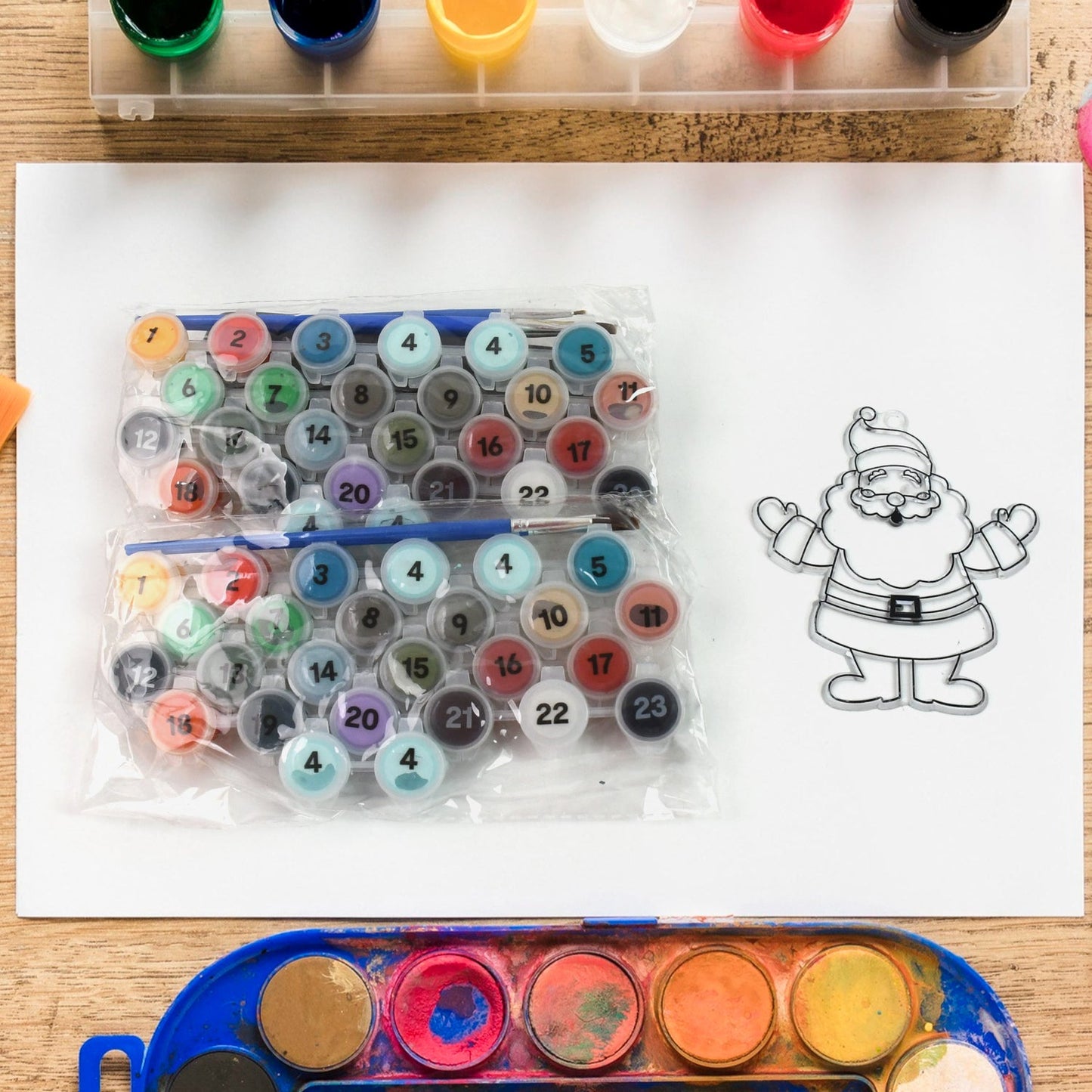 Paint By Number Kits 2 Set 24 Number Color 6 Paint Brushes (2 Set) Wukusy