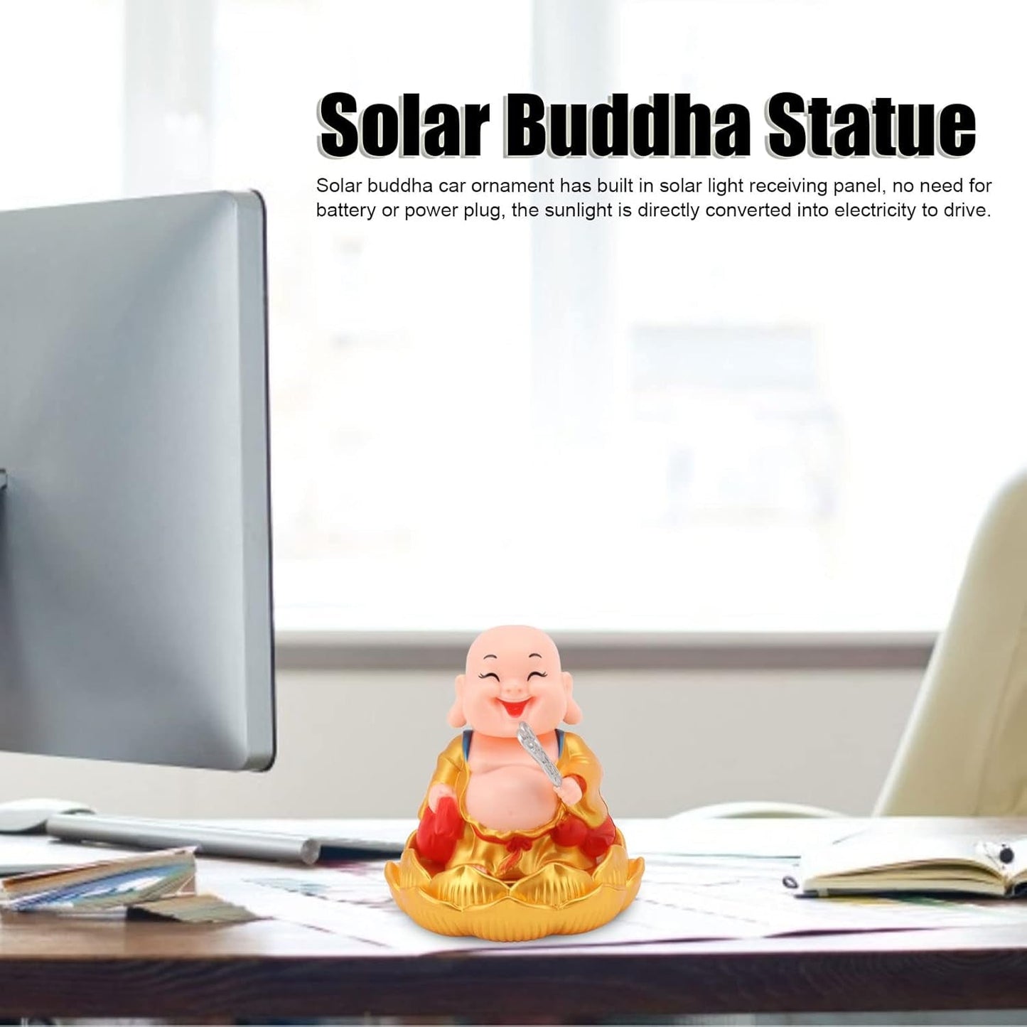 Solar Power Moving Buddha Car Ornament (1 Pc) Wukusy