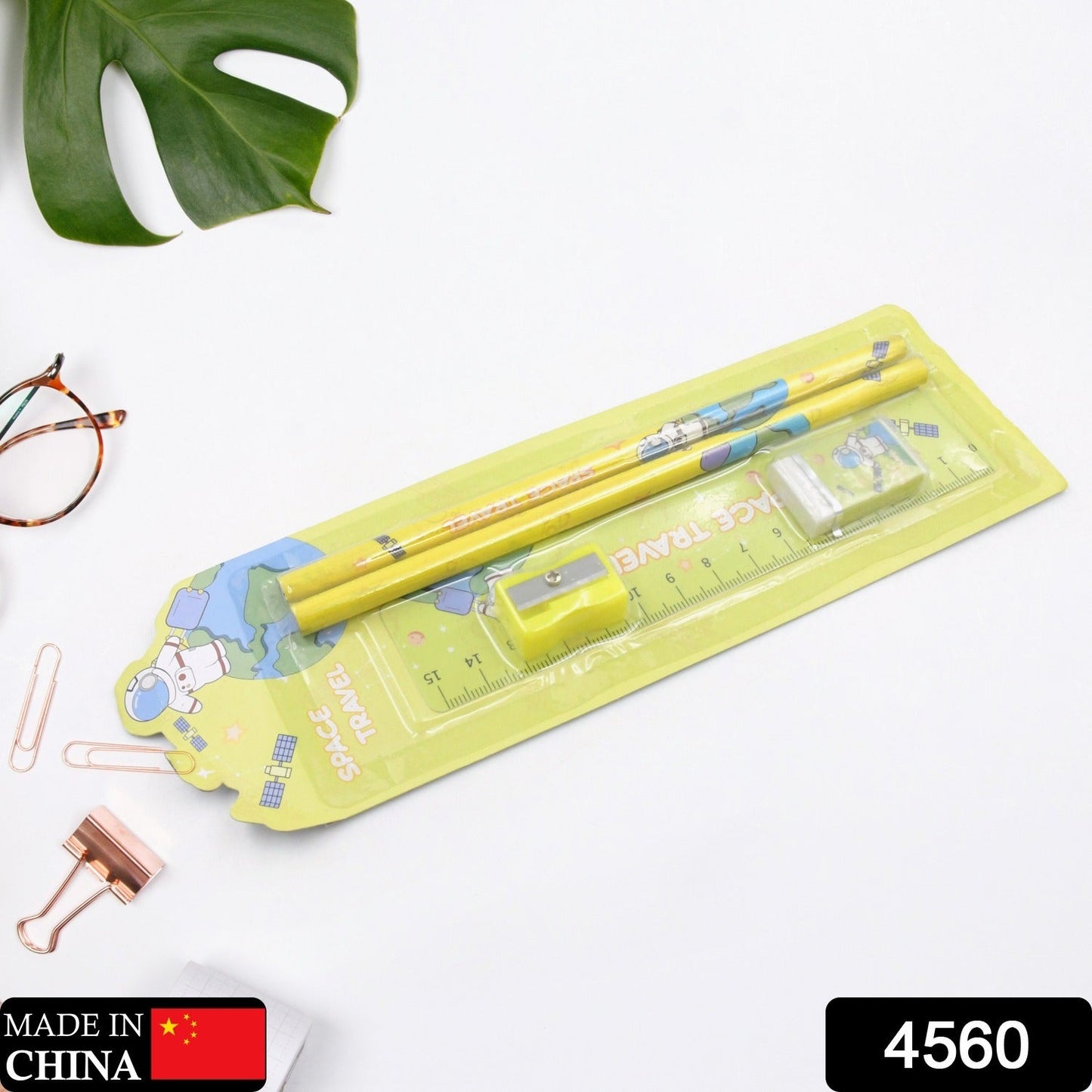 4560 Wooden Pencil Set Stationary Set 5 In 1 Items Educational Item For School Going Kids Stationary Set For Girls Boysstationary For Schoolgift Pack For Girls Kidsbirthday Gift Kids (5 Pc Set Wukusy