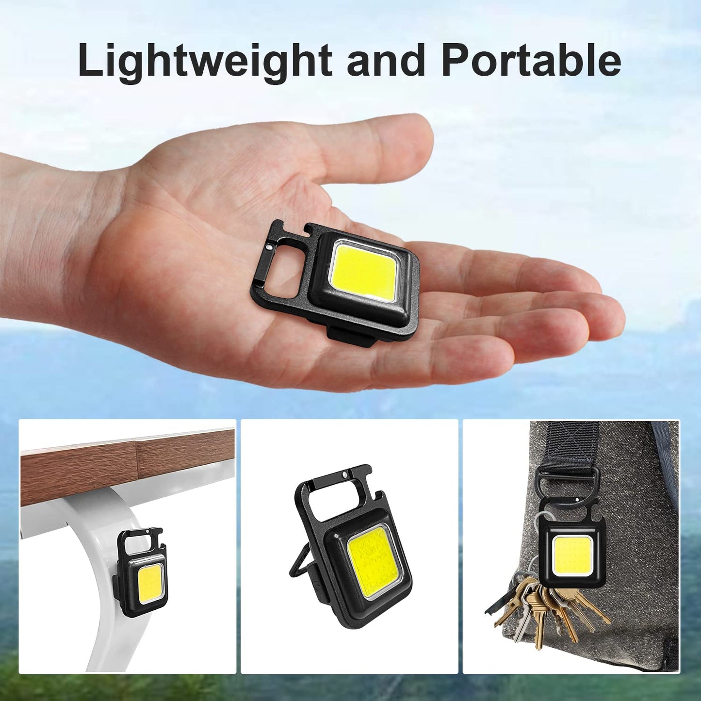 4035 Rechargeable Keychain Mini Flashlight With 4 Light Modesultralight Portable Pocket Light With Folding Bracket Bottle Opener And Magnet Base For Camping Walking Wukusy