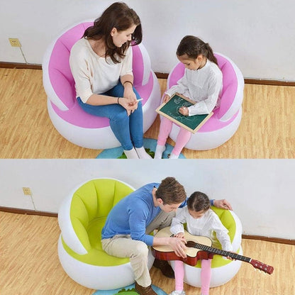 Kids Inflatable Sofa Chair With Backrest  Foot Air Pump With Hose (1 Set  85x74 Cm Approx) Wukusy