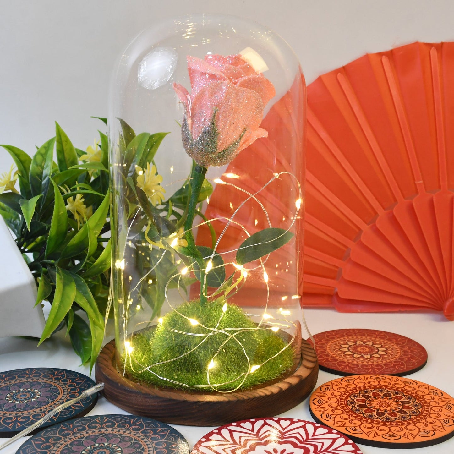Glass Flower With Led Light Great Gift (1 Set) Wukusy