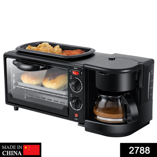3 In 1 Breakfast Maker Portable Toaster Oven Grill Pan  Coffee Maker Full Breakfast Ready At One Go Wukusy