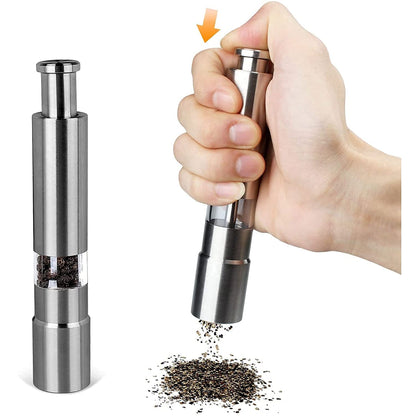 Stainless Steel Thumb Presser Salt And Pepper Grinder (1 Pc) Wukusy