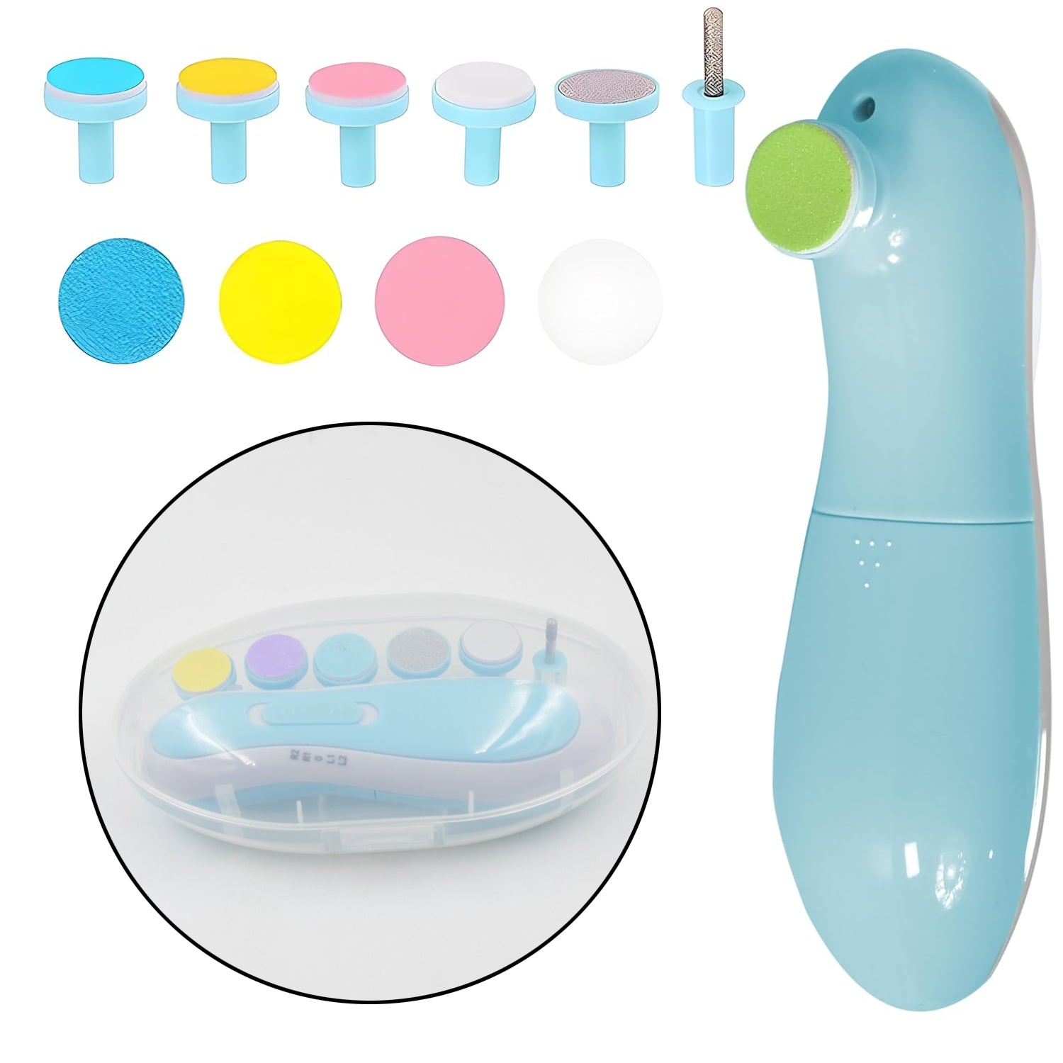 Baby Nail Trimmer  Clippers  6 Grinding Head (Multi Color  1 Pc  Battery Not Included) Wukusy