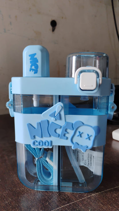 2in1 Dual Compartment Water Bottle With Straw And Adjustable Shoulder Straps (1 Pc  Multi Color) Wukusy