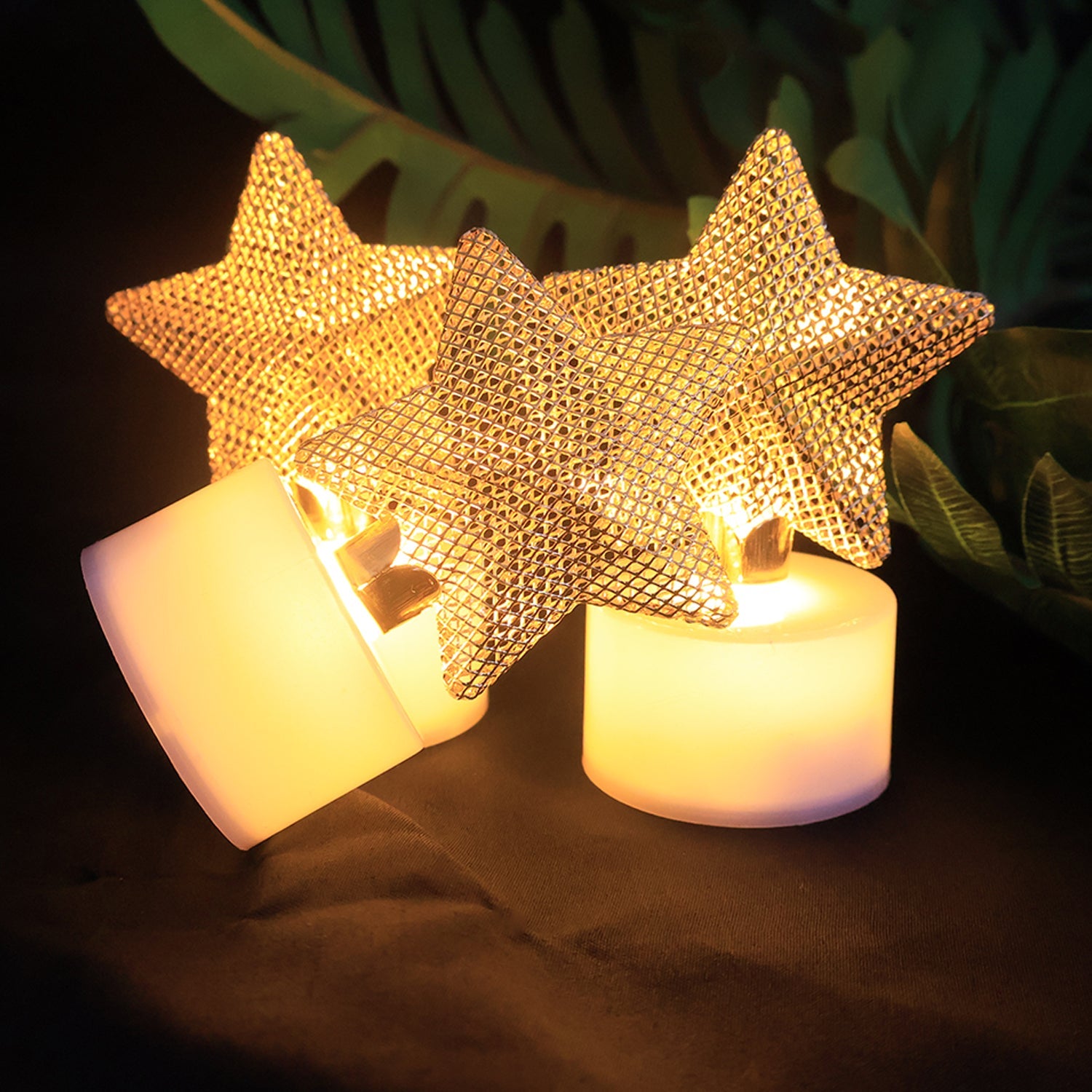 Set Of 12 Decorative Led Star Candles Wukusy