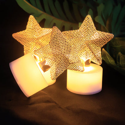 Set Of 12 Decorative Led Star Candles Wukusy