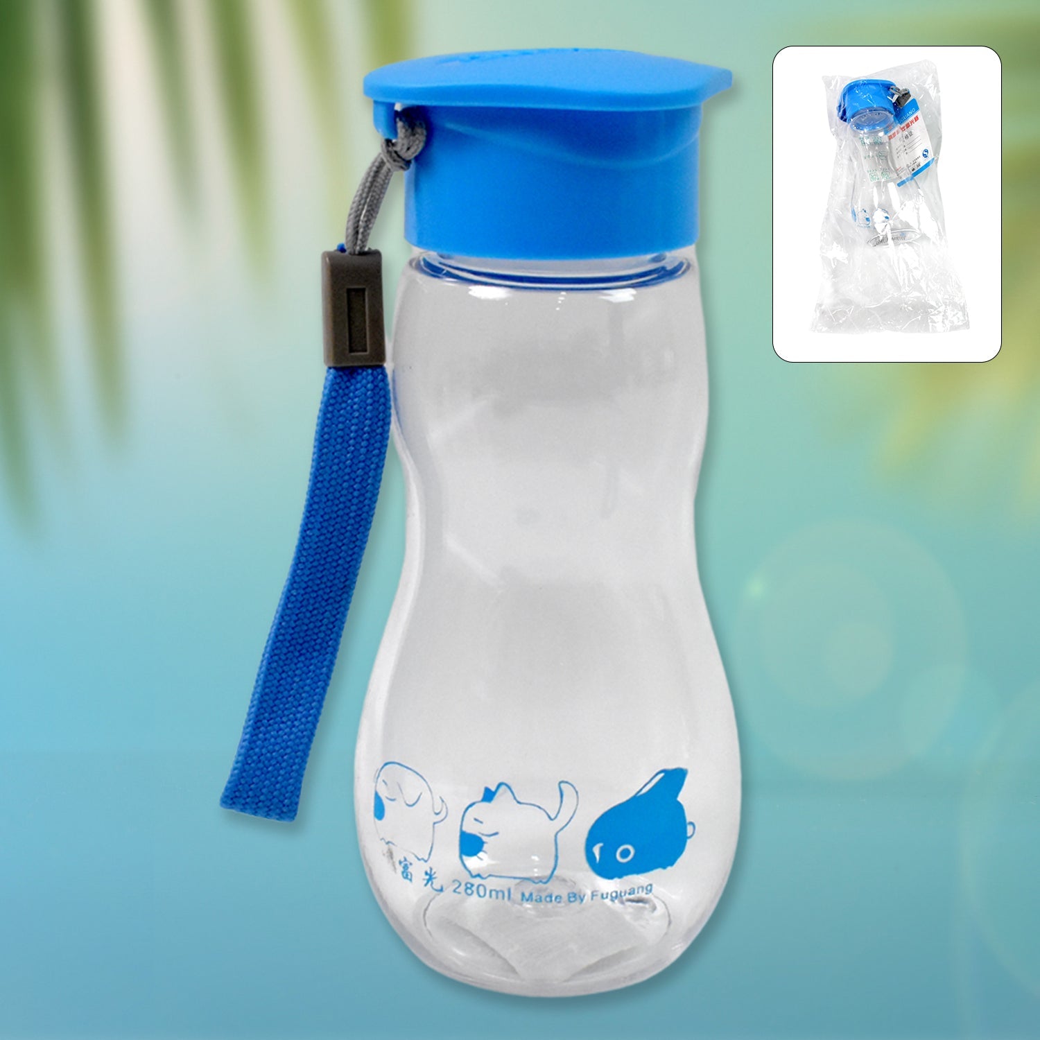 Transparent Travel Portable Water Bottle With Carry Straps (280 Ml  1 Pc) Wukusy