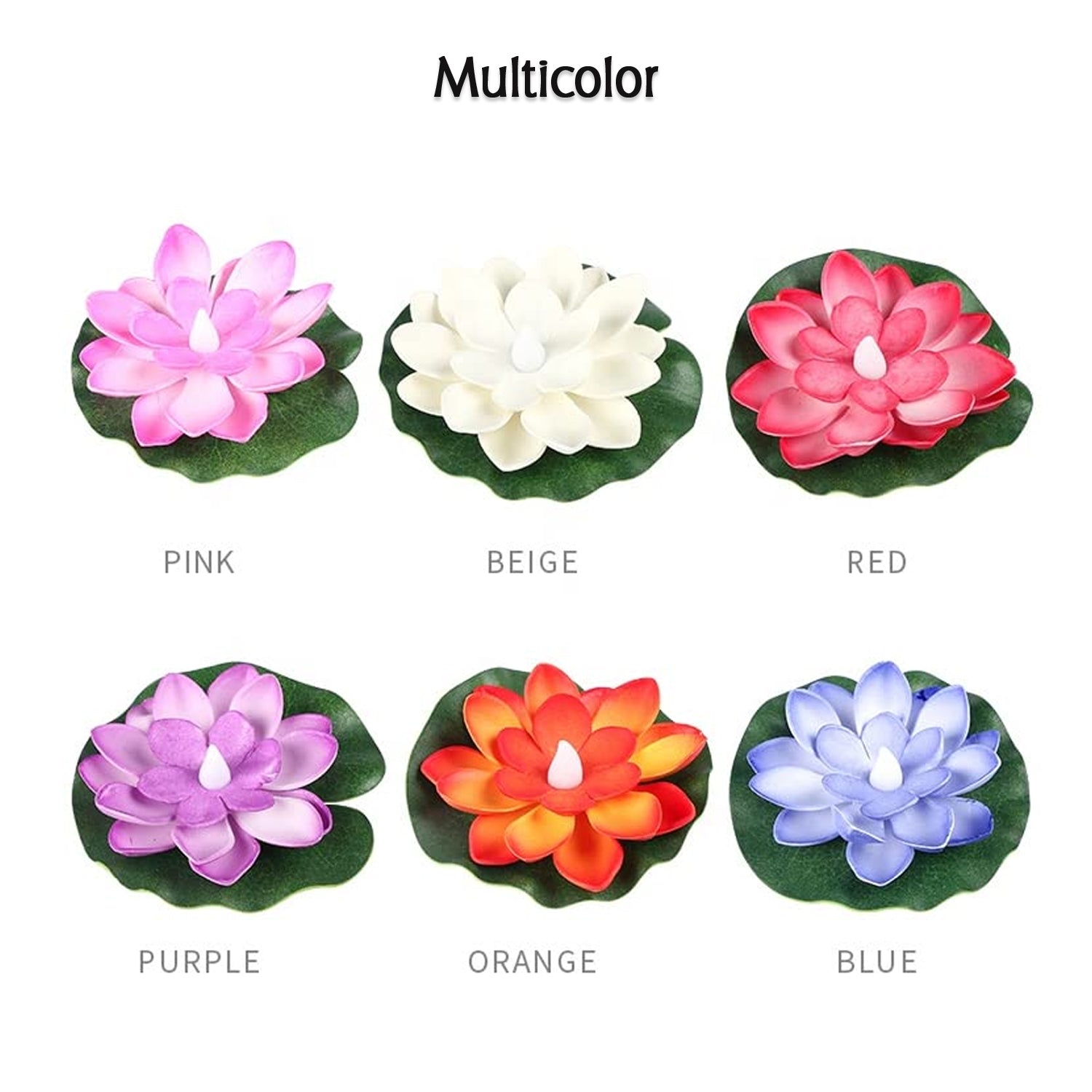 6556 Water Floating Smokeless Candles  Lotus Flowers Sensor Led Tealight For Outdoor And Indoor Decoration - Pack Of 6 Candle Candle (Pack Of 6) Wukusy