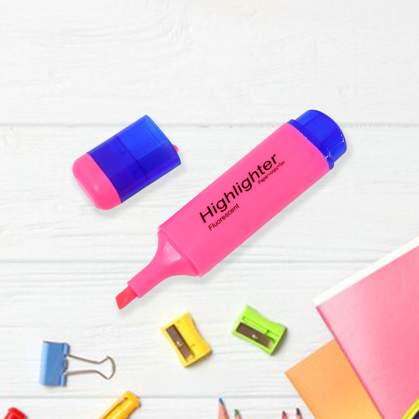 Highlighter Pen Assorted Colours Water Based Broad Tip Writing Marker (3 Pcs Set) Wukusy