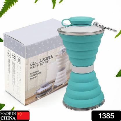 1385 Silicone Traveling Water Bottle Bpa Free - Leak Proof Lightweight Collapsible - Small Folding Refillable And Space Saver For Camping Gym Sports Hiking Biking Yoga Outdoor Wukusy