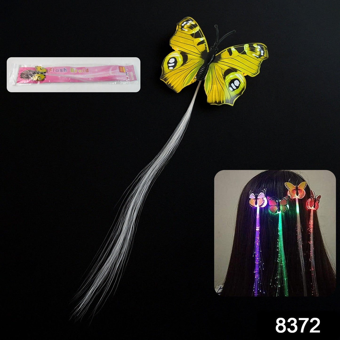 Led Butterfly Hair Braid Clip (Mix Color 1 Pc) Wukusy