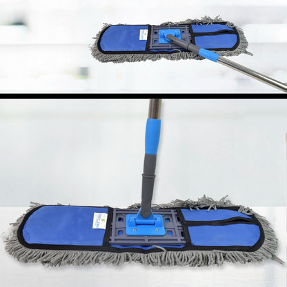 Wet And Dry Cotton Pad Floor Mop With Long Aluminium Handle (1 Pc  Large) Wukusy