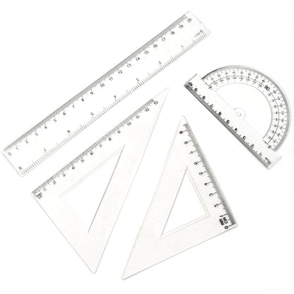 Plastic Geometry Set Triangle Ruler Protractor Straight Ruler (4 Pcs Set) Wukusy