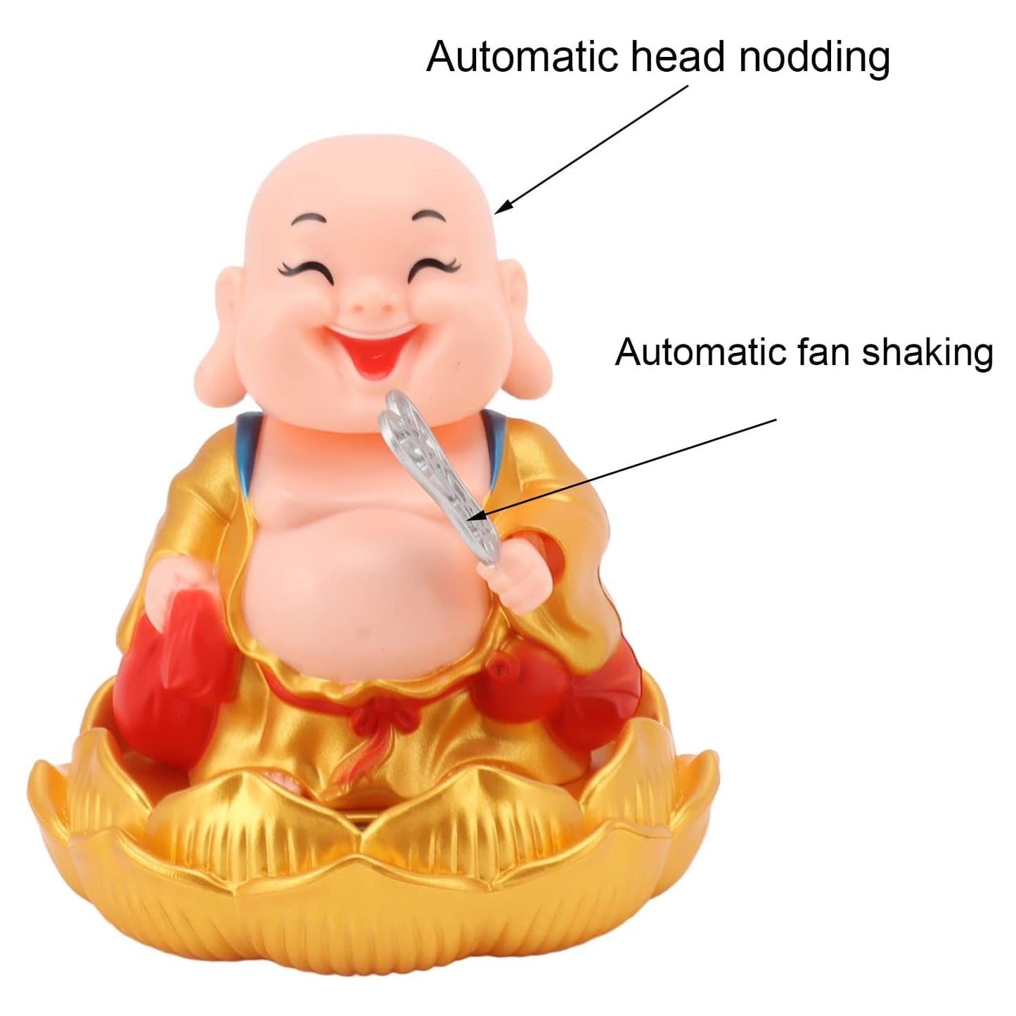 Solar Power Moving Buddha Car Ornament (1 Pc) Wukusy