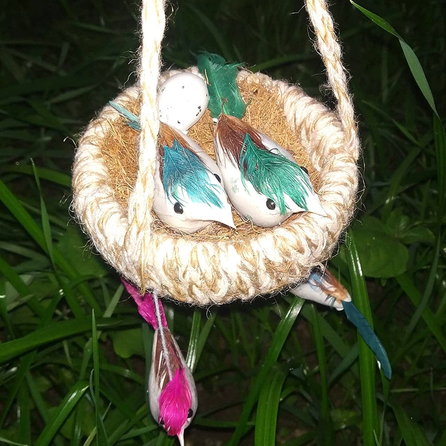 1731 Artificial Jute Hanging Birds Nest Jhumar Chidiyan Ka Ghosla Wukusy